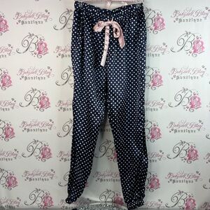 Clothing & CO bottoms tie waist down Navy pink White Polka Dot Sleepwear pants
